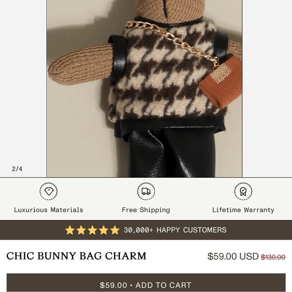 Sticky Zoo chic bunny purse charm/bag charm/keychain - Picture 7 of 8